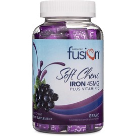 Bariatric Fusion Iron Soft Chew with Vitamin C | Grape Flavored | Chewy Vitamin for Bariatric Patients | Gluten Free | Iron Supplement for Women and Men | 60 Count | 2 Month Supply