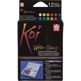 Set de acuarelas SAKURA Koi con 12 colores intensos en estuche portátil para artistas y estudiantes.