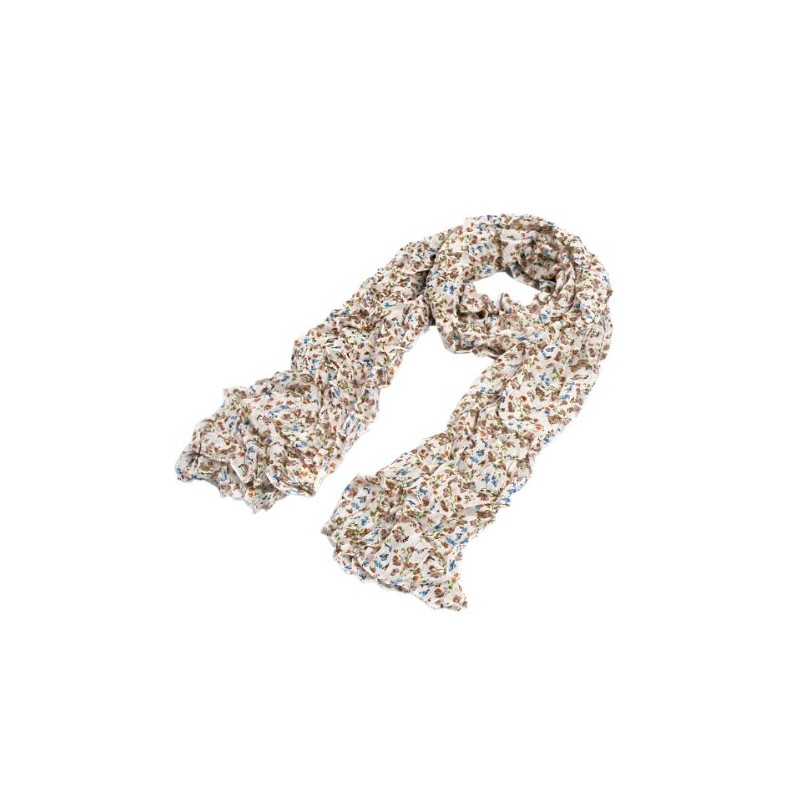 Elegant Cherry Blossom Floral Chiffon Scarf, Brown