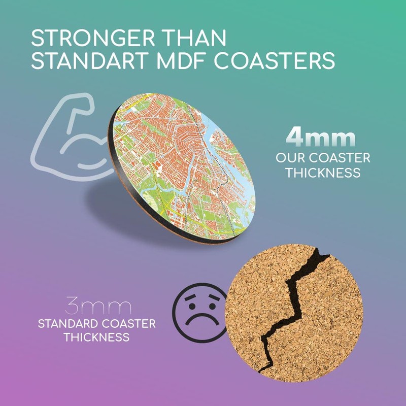 1 x Round Coaster - Amsterdam Urban Street Map Cork