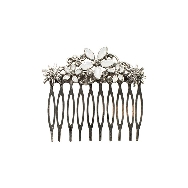 Alpenflüstern Edelweiss Symphony ADV095 Traditional Hair Comb Antique Silver Colour