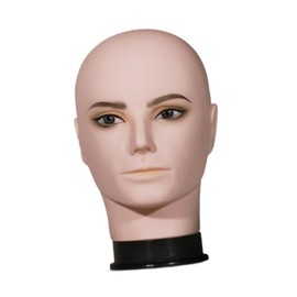 Milageto Bald Male Mannequin Head for Makeup and Hat Display, Training Model for Hair Styling