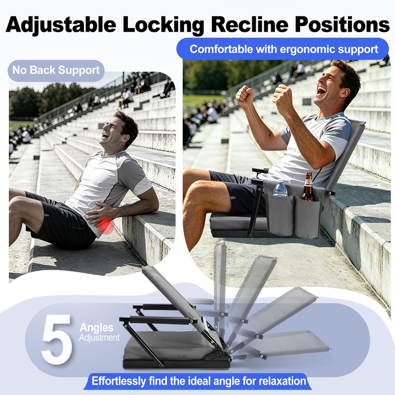 Gowintech 2 Packs Foldable Stadium Seats with 5 Adjustable Locking