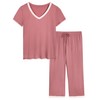 Joyaria Womens Pajama Sets Short Sleeve Capri Pants Soft Bamboo