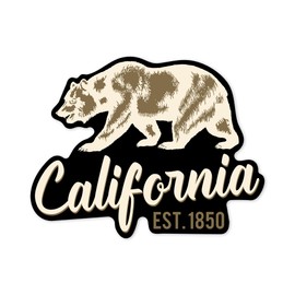 Lantern Press Sticker California, Est 1850, Bear Outline, Die Cut Vinyl, (Waterproof Decal for Cars, Water Bottles, Laptops, Coolers), Small