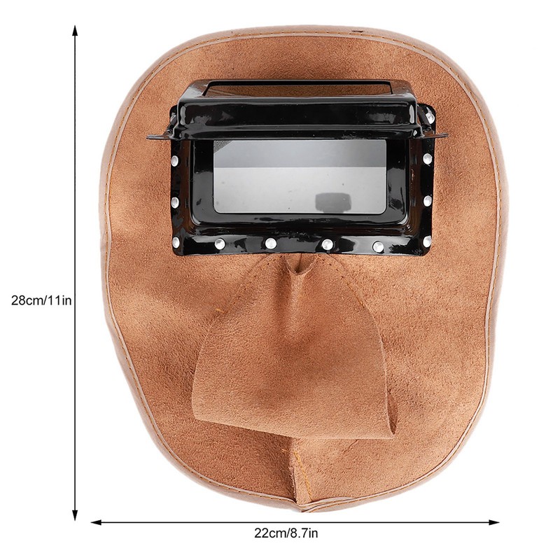 Head‑Mounted Cowhide Welding Helmet Cap Dual Lens Anti‑Spatter Heat Insulation