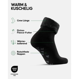 DANISH ENDURANCE 2 Pairs of Non-Slip Thermal Socks Warm and Cosy for Men and Women, black