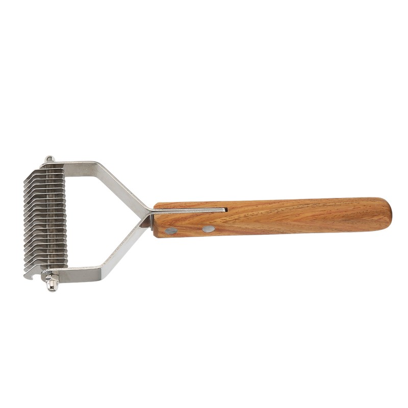 Pet Undercoat Rake Brush Double Sided Knots Removal Massage Wood