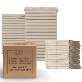 Wheat Bulk Case Pack of 16 Sheet Sets - 16 Massage Sheet Sets - Exceptional Value - Twin XL, Wheat