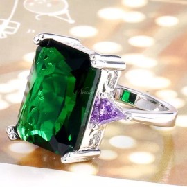 Unbranded Awesome NEW 11 CT Emerald Cut Ring~Size 7~Drop Dead Gorgeous~Gift Bag Included
