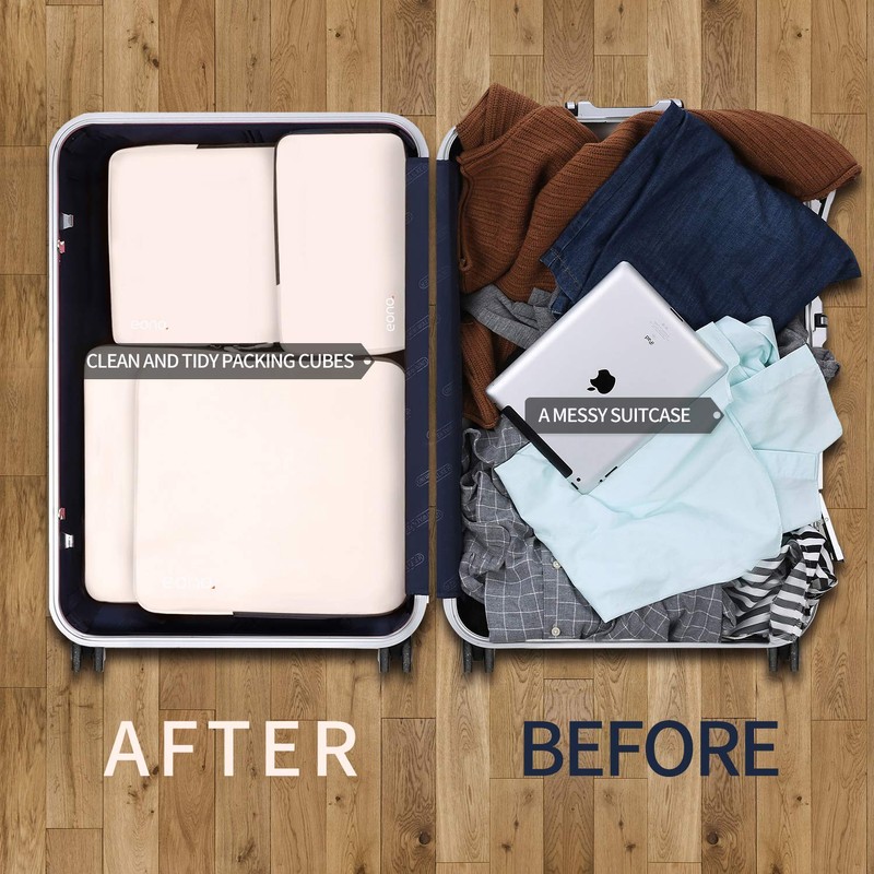 Eono Compression Packing Cubes, Luggage Organiser Set, Extensible Suitcase Organiser,