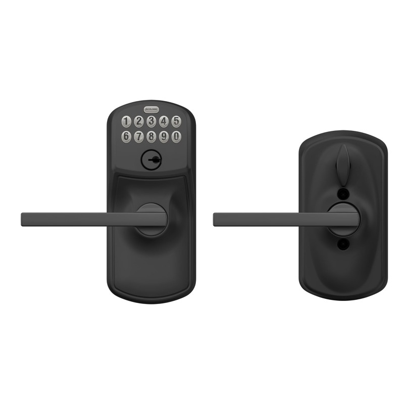 Schlage Plymouth Keypad Entry with Flex-Lock and Latitude LeverKnob, Matte