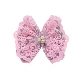 Lace Bow Hair Clip Lace Bowknot Hairpin Kids Girls Big Lace Bow Hair Clips BW51 (A1-Pink)