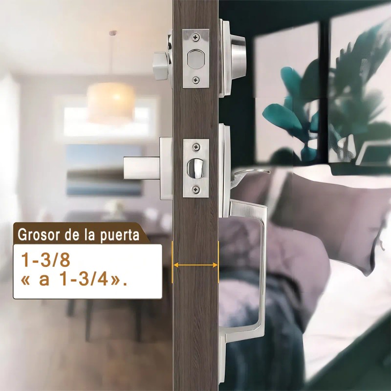 Cerradura Manija Banna TD-0925 Puerta Principal Aleación Zinc Reversible Ajustable