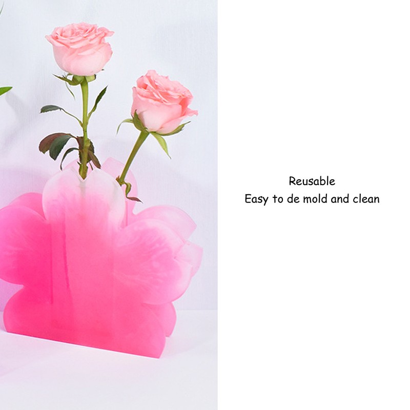 Flower Shape Epoxy Vase Mold DIY Reusable Strong Flexibility High