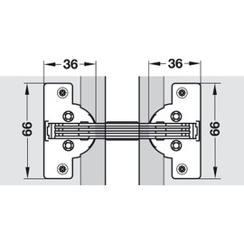 Miter Flap Cabinet Hinge 1.5mm (1/20'') Wide with 90° Opening Angle for Doors and Flaps