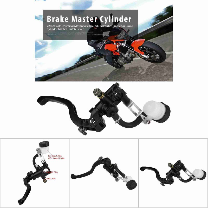22mm 7/8" Universal Motorcycle Hydraulic Handlebar Brake Pump Cylinder Master