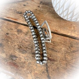Navajo Style Pearl Claw Clip - Multiple Colors - Color: Silver