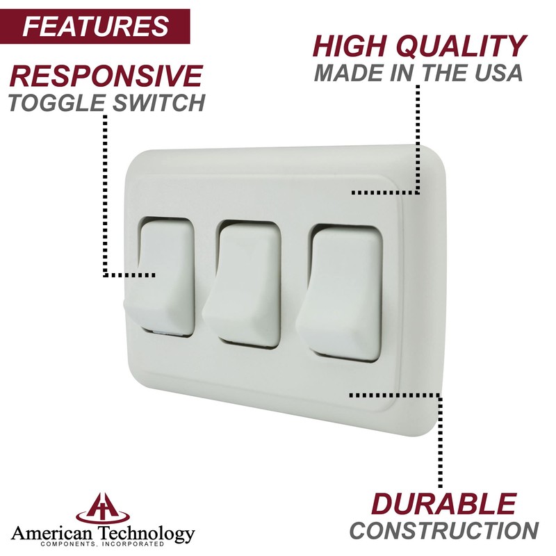 American Technology Components Triple SPST On-Off Switch with Bezel, 12-Volt,