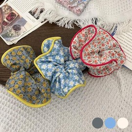 Pretty Colored Floral Scrunchie URD-386 / 예쁜 색감 꽃무늬 곱창 머리끈 URD-386