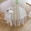 Nesrefyn Round Tablecloth 55 Inch (140cm) - Coffee Linen-Look Polyester