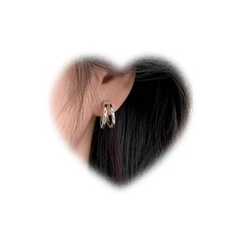 Crymystal Boho C-Form Ohrringe Kleine Halbreife Ohrringe Wickelreife Hängel ohrringe Doppelsilber C-Form Ohrringe Hochzeitsohrringe Blind Schmuck Frauen und Mädchen Geschenk (Silber)