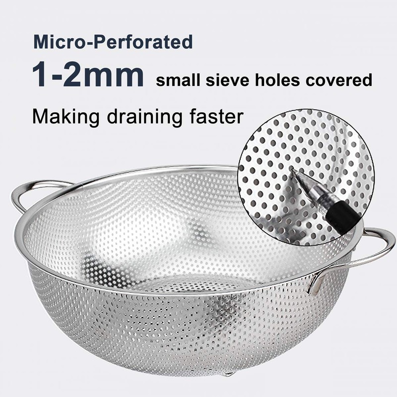HaWare Colander Stainless Steel, 5-Quart Large Colanders with Handle &