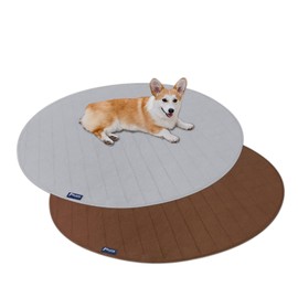 Washable Pee Pads for Dogs 2 Pack, Waterproof Round 48" Dog Whelping Pads, Reusable Pee Pad Quilted, Fast Absorbing Training Pads for Dogs, Housebreaking Absorption Pads,Grey & Chocolate