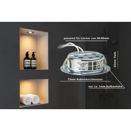JungesLicht Set of 3 Halogen Recessed Furniture Light Dimmable Including 12 V 20 Watt G4 Bulb and 10 cm Connection Cable Mirror Light Furniture Light Cabinet Lighting Flat Light