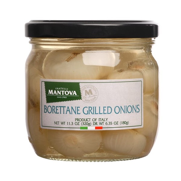 Mantova Italian Borettane Grilled Onions - Authentic Ingredients, Product of Italy - Non-GMO, No Artificial Color & No Preservatives - Pack of 2