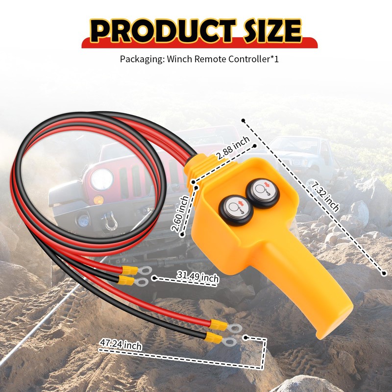 wedfish Winch Remote with Cables,Manual Push Button Winch Controller with