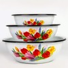 Spring Bouquet Enamelware Round Serving - Soup - Salad Bowl,