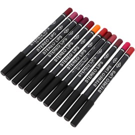 12 Piezas Lápiz Delineador de Labios Mate Negro de Madera