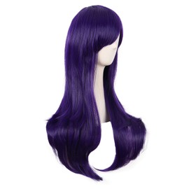 MapofBeauty MapofBeauty 28 Inch/70cm Women Side Bangs Long Curly Hair Cosplay Wig (Dark Purple)
