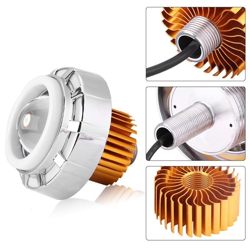 Motorcycle LED Headlight Projector Lens Dual Angel & Devil Eye