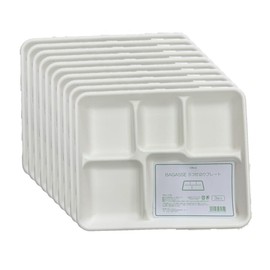 Toshin SP30 Disposable Eco Bagasse Commercial Partition Plates, 8.3 x 10.2 inches (21 x 26 cm), 3 Sheets x 10 Packs (30 Sheets Total), White
