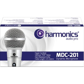 Harmonics MDC201 Hypercardioid Dynamic Microphone 4.5M Cable, Professional Grade Mic for Broadcasting, Live Performances, and Podcasting, Silver