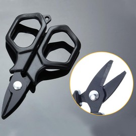 Fishing Scissors, Braided Line Cutter with Coil Lanyard Portable Mini Serrated Shear for Saltwater Freshwater Fishing Accessories
