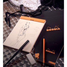 Rhodia"R" Premium Stapled Notepad - Lined 70 sheets - 8 1/4 x 11 3/4 - Black Cover