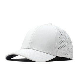 melin A-Game Hydro, White, Men’s Performance Snapback Hats, Water-Resistant Fitted Baseball Caps for Men & Women, Golf, Running, or Workout Hat, Small
