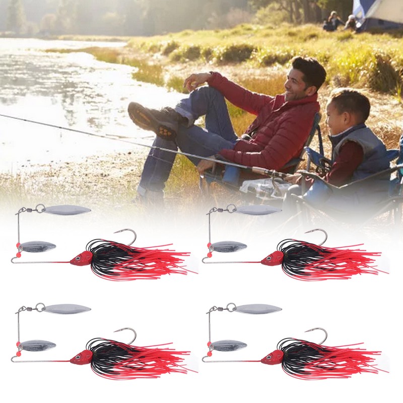 4pcs Fishing Rotating Sequin Aluminum Alloy Composite Beard Lures for