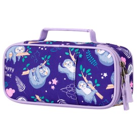 Choco Mocha Sloth Pencil Case for Girls, Soft Pencil Case Kids Pencils Pouch for Kindergarten Girls, Purple