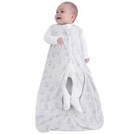 Owlivia Baby Organic Cotton 0.5tog Wearable Blanket - Lightweight Sleeping Bag with 2-Way Zipper, Boys Girls Swaddle Transition Sleep Sack (0.5tog Gray Rabbit, 12-18 Months)