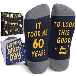 HAPPYPOP 60th Birthday Gifts Ideas - Socks for 60 Year Olds, 60th Birthday Gifts for Him Her, Best Gifts for 60 Year Old Man Woman In Black