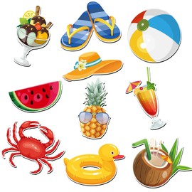 10pcs Cruise Door Magnets, Colorful Summer Beach Magnets Summer Fridge Magnets Cute Decorative Beach Magnets for Cruise Door Car Refrigerator Whiteboard