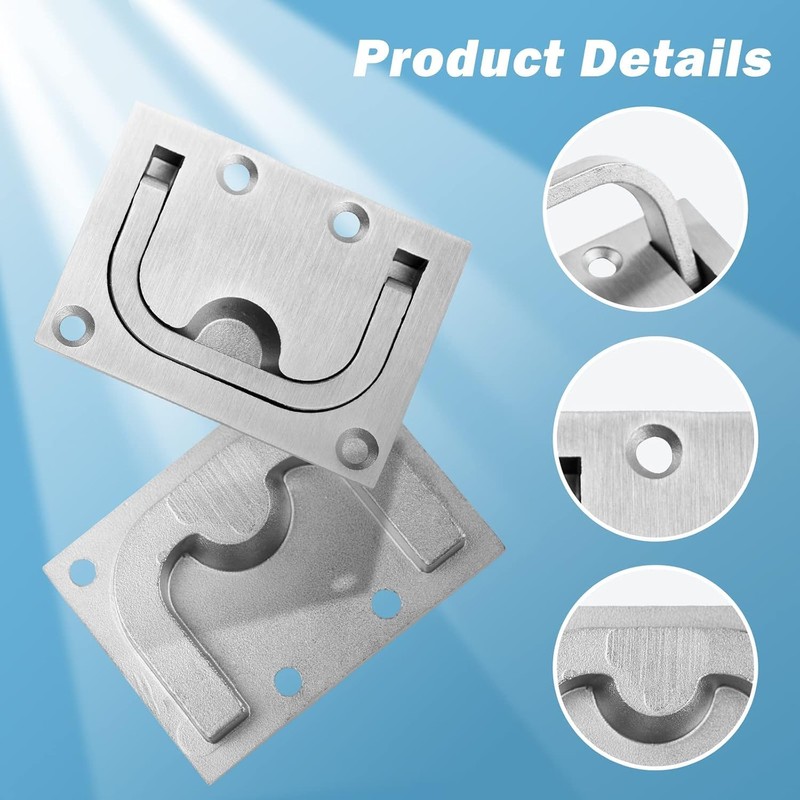316 Stainless Steel Recessed Flush-Mount Ring Pull Handle with Mounting