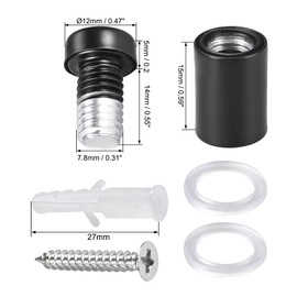 sourcing map 1/2 Dia x 7/8"(12x23mm) Standoff Screws Wall Mount Sign Holders Acrylic Glass Nails Black with Screws 6pcs