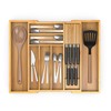 Thalomely Bamboo Kitchen Drawer Organizer, Expandable Utensil Organizer with Removable
