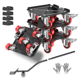 LOYAL TIGER Upgraded Furniture Dolly,3000 lb Capacity 6.4 inch,360°Rotation with Brake，Heavy Duty Furniture Movers with Wheels,Moving Dolly with Wheels,Moving Furniture Sliders (Red)