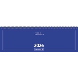 BRUNNEN Landscape Appointment Book Model 775 '26 | 420 x 137 mm, Cardboard, Blue